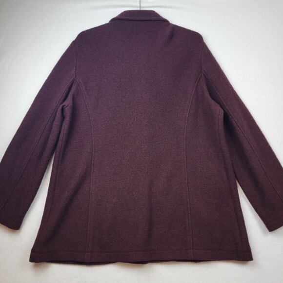 LL Bean Womens Bellandi Wool Jacket Size 1X Italy Pea Coat Eggplant Purple - Picture 8 of 16